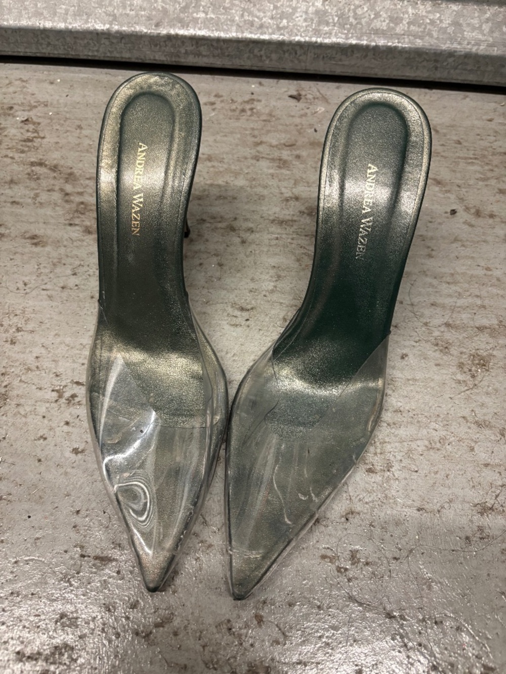 Andrea Wazen PVC Pump Mules Dark Green Size 11